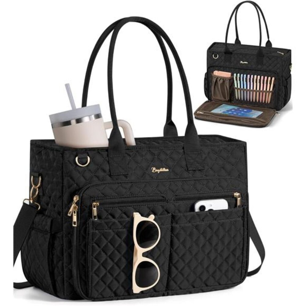 Teacher Bags for Women 15.6 inch Laptop Work Tote Bag Quilted Nurse Bag
